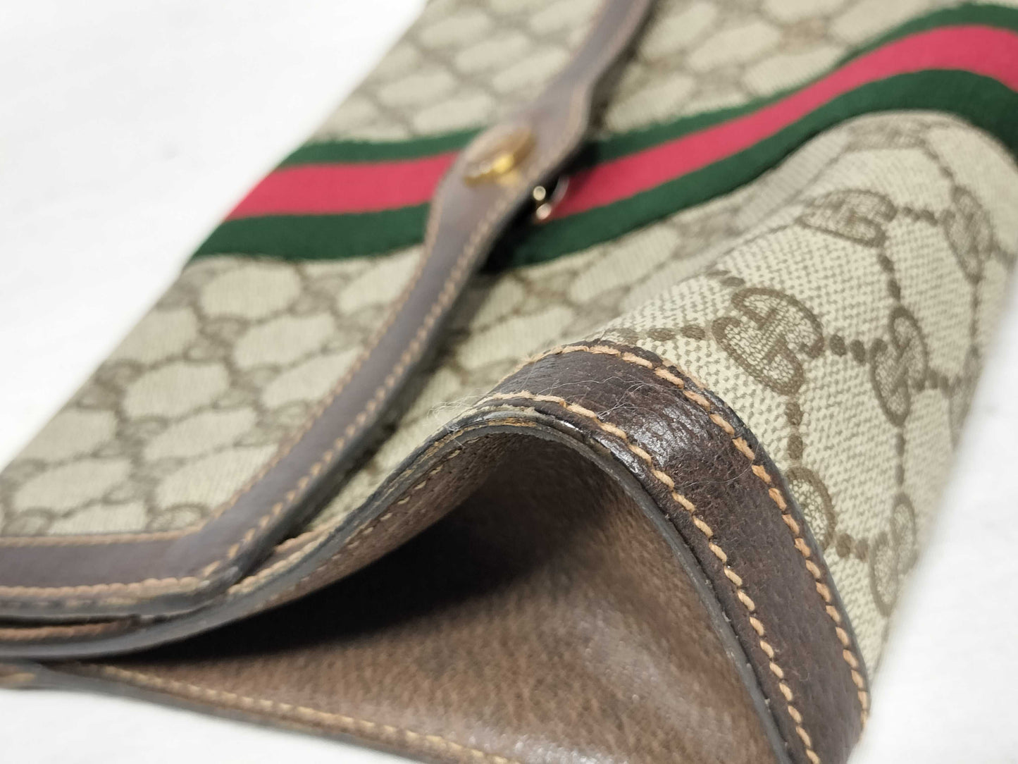 GUCCI GG Supreme Gucci 41 001 Second Bag Clutch Bag GG Supreme Sherry Line Leather Brown Clutch Bag