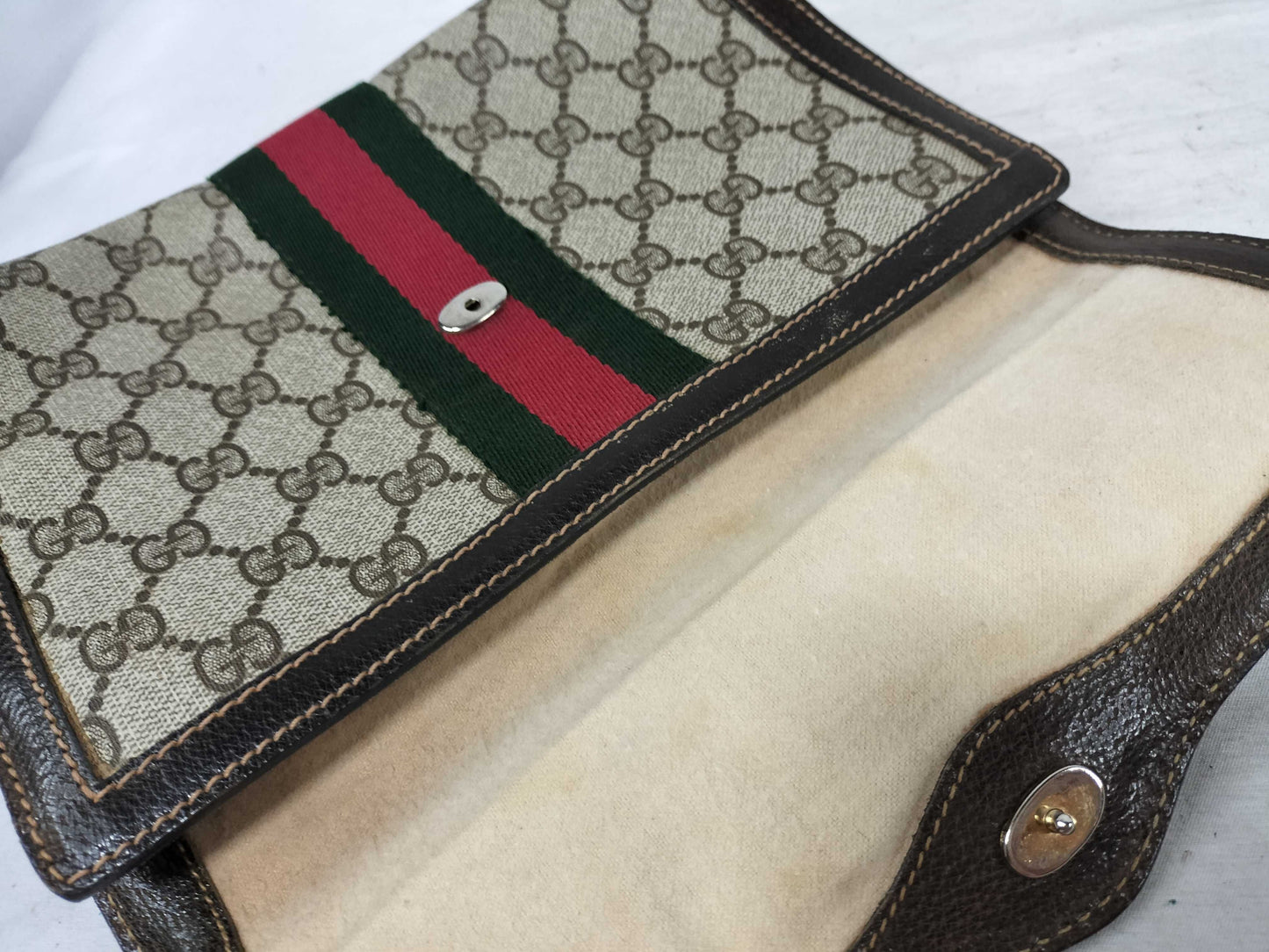 GUCCI GG Supreme Gucci 41 001 Second Bag Clutch Bag GG Supreme Sherry Line Leather Brown Clutch Bag