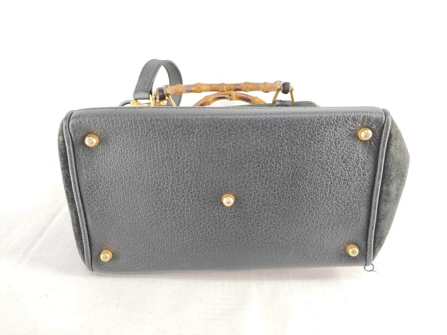 GUCCI Bamboo Gucci Shoulder Bag/Handbag 2-Way Bamboo Suede Black Handbag