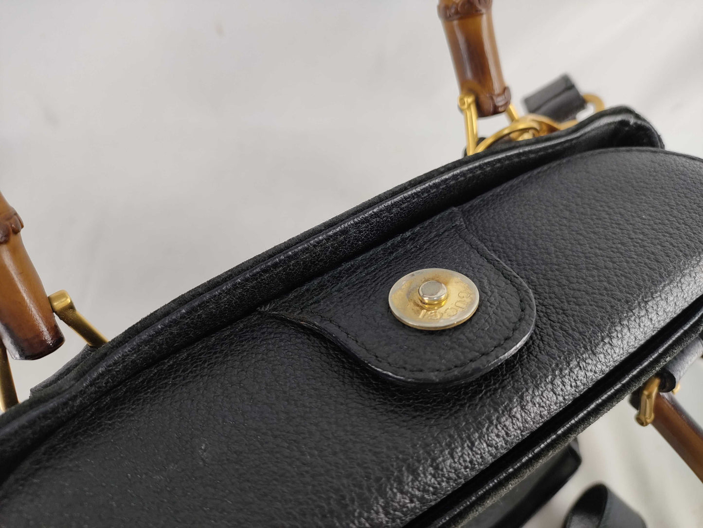 GUCCI Bamboo Gucci Shoulder Bag/Handbag 2-Way Bamboo Suede Black Handbag