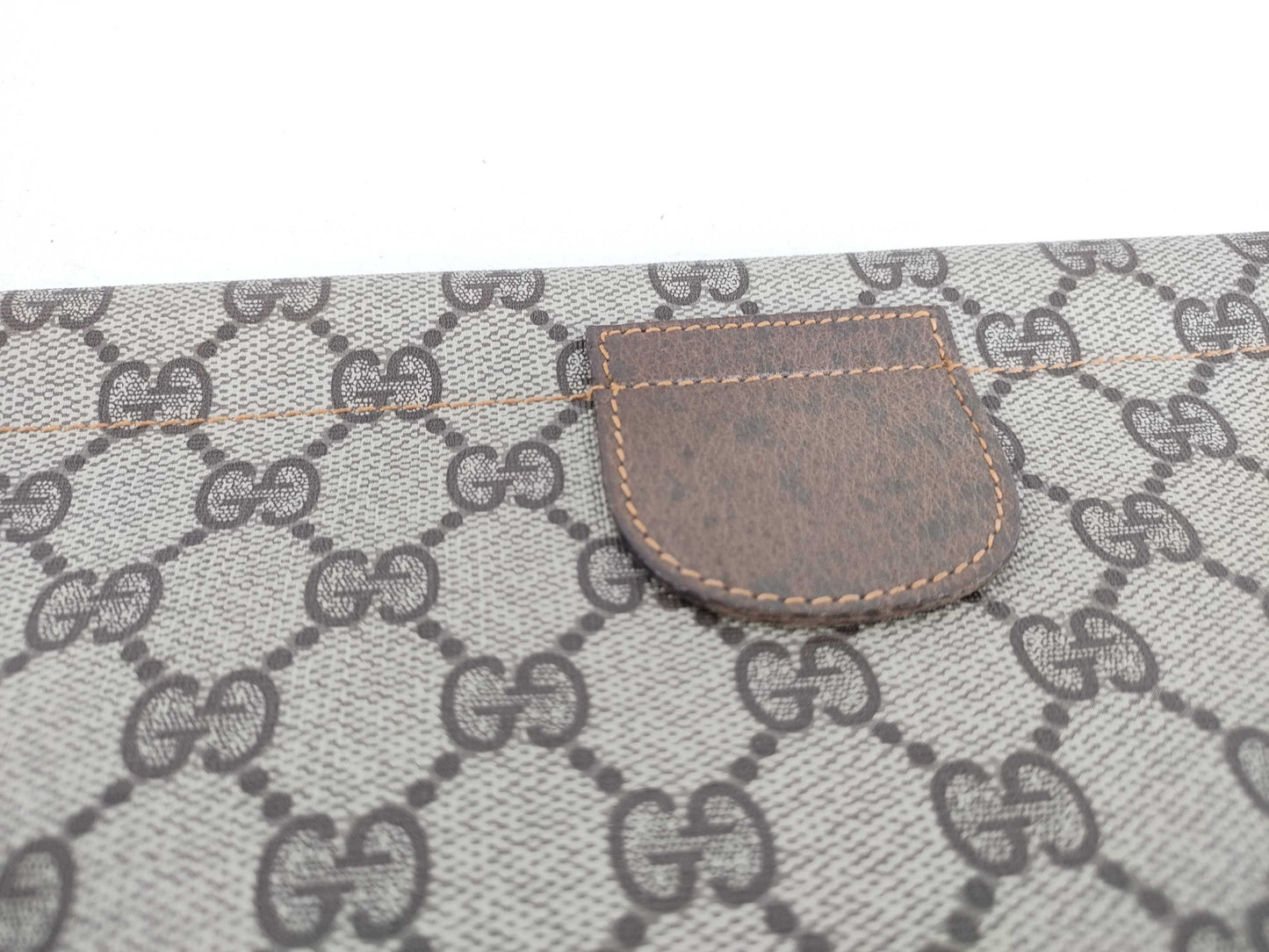 GUCCI 67 039 5229 GG Supreme Clutch Bag, PVC and Leather, Brown