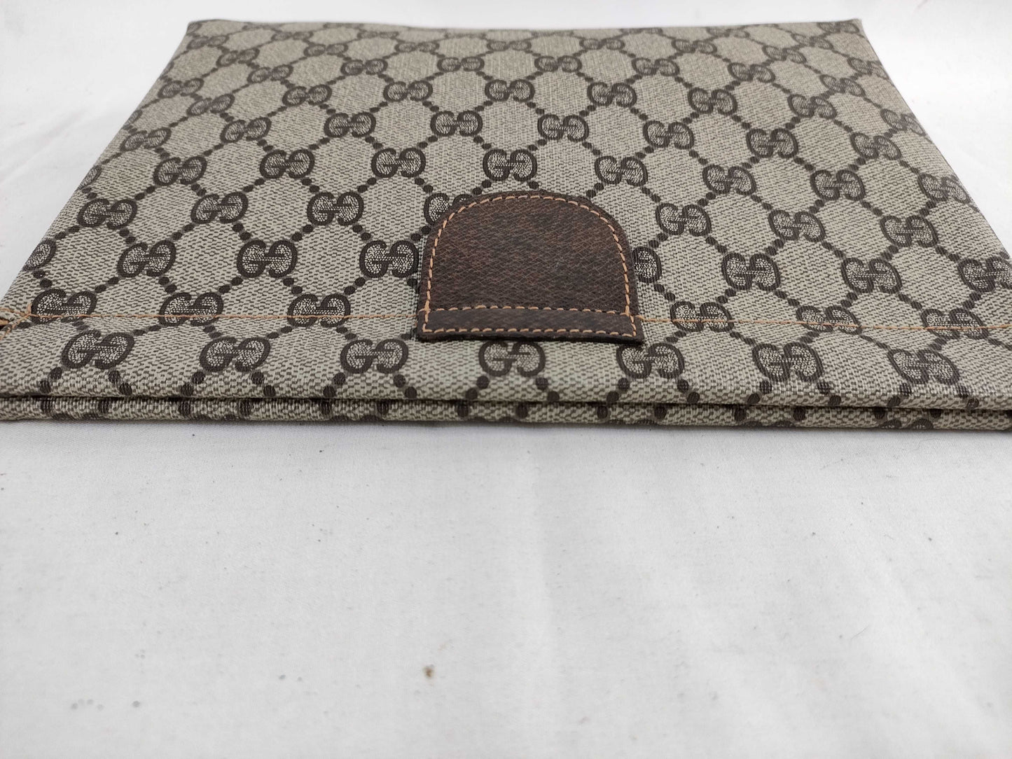 GUCCI 67 039 5229 GG Supreme Clutch Bag, PVC and Leather, Brown