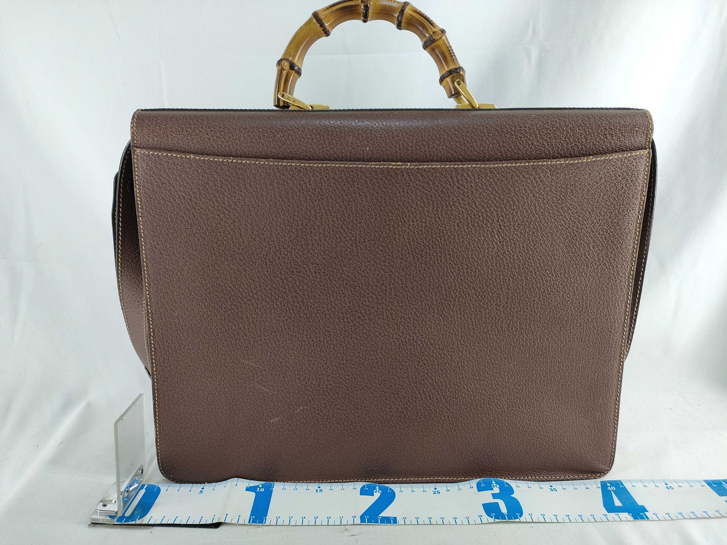 GUCCI 015 904 3304 Bamboo Briefcase Shoulder Bag Leather Brown Business Bag