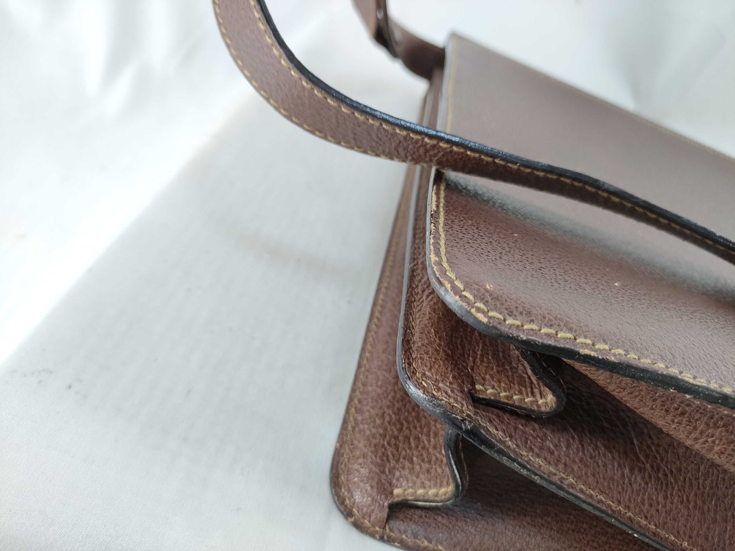 GUCCI 015 904 3304 Bamboo Briefcase Shoulder Bag Leather Brown Business Bag
