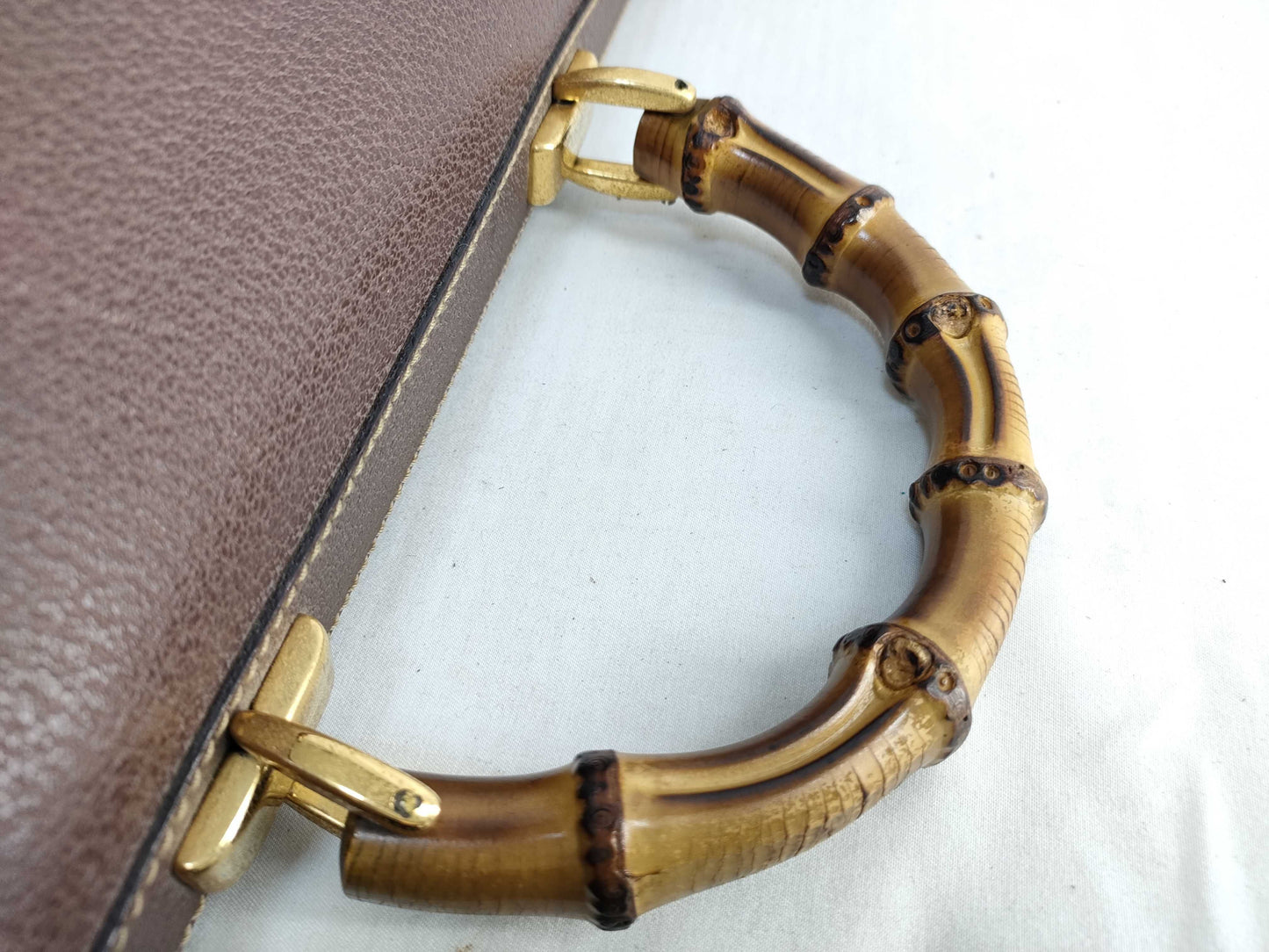 GUCCI 015 904 3304 Bamboo Briefcase Shoulder Bag Leather Brown Business Bag