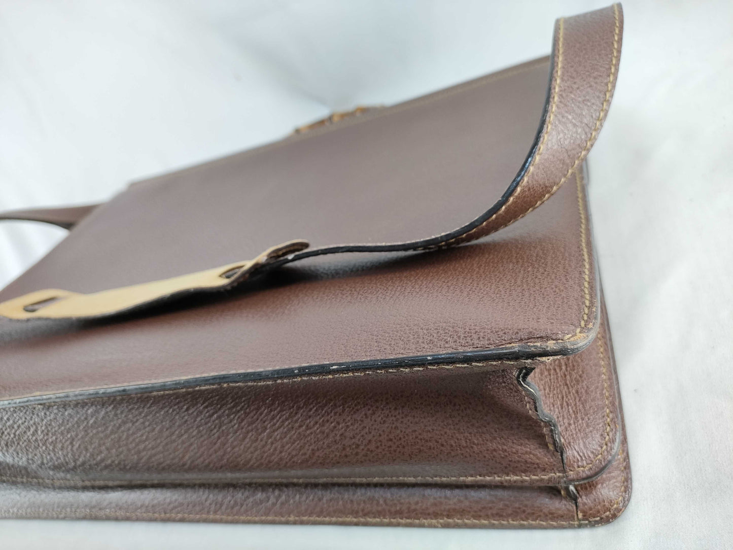 GUCCI 015 904 3304 Bamboo Briefcase Shoulder Bag Leather Brown Business Bag