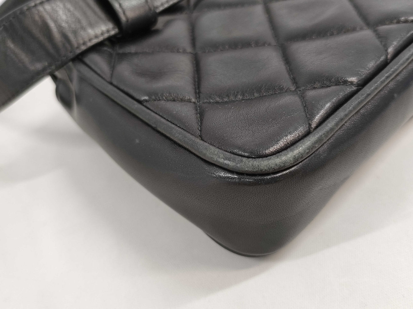 CHANEL Matelasse Waist Pouch, Belt Bag, Black, No Seal