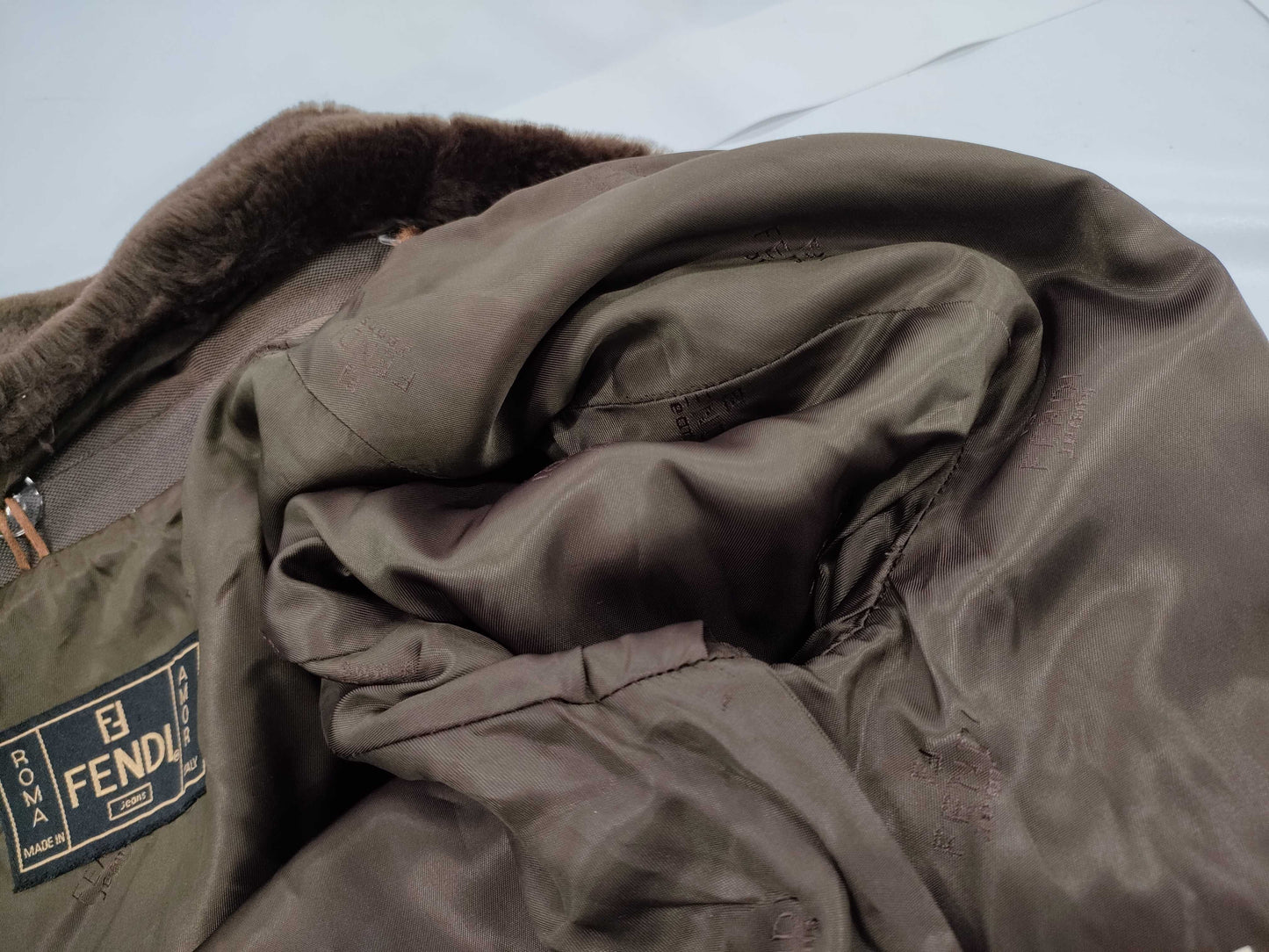 FENDI Fendi Fur Logo Brown Trench Coat Size 42 Coat