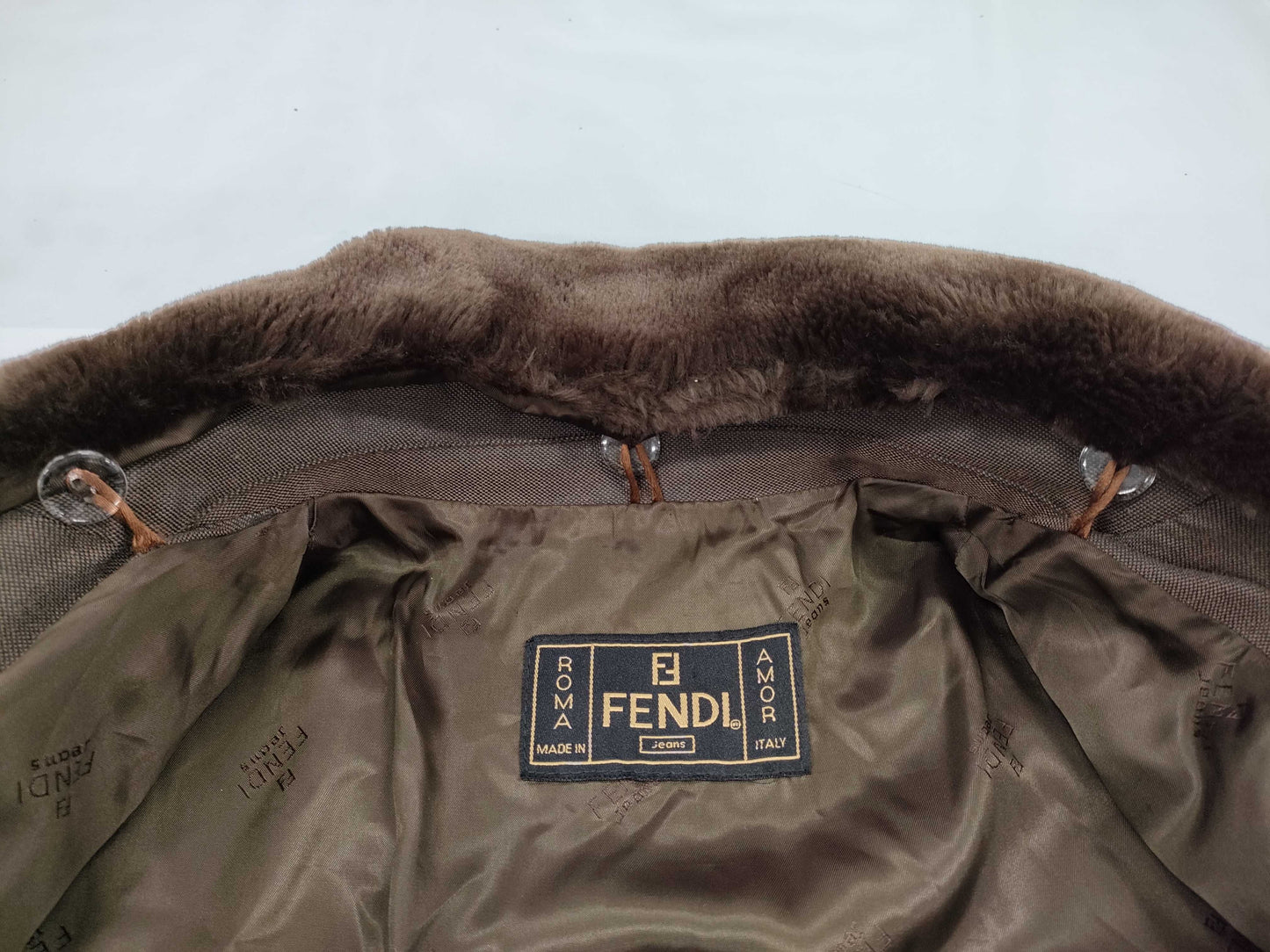 FENDI Fendi Fur Logo Brown Trench Coat Size 42 Coat