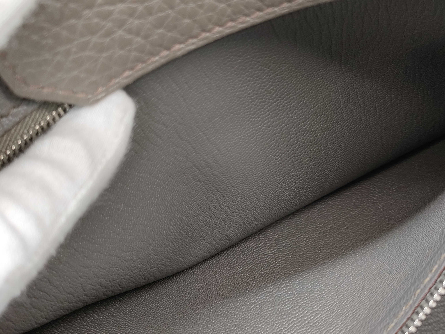 HERMES Birkin 30 Taurillon Clemence Etain Stainless Steel Handbag with Q Stamp