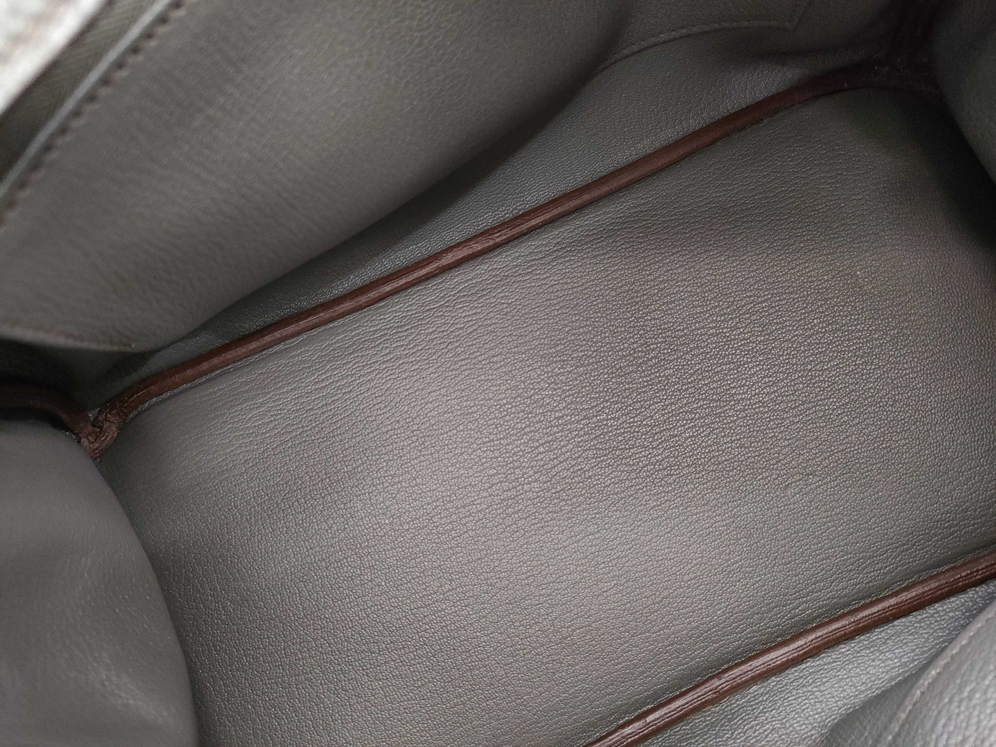 HERMES Birkin 30 Taurillon Clemence Etain Stainless Steel Handbag with Q Stamp