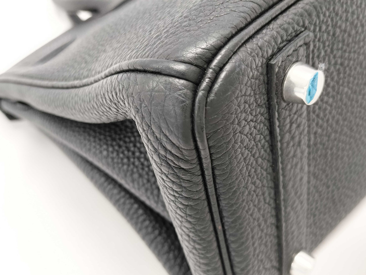 HERMES Birkin 25 Togo Black Stainless Steel Handbag with L Stamp