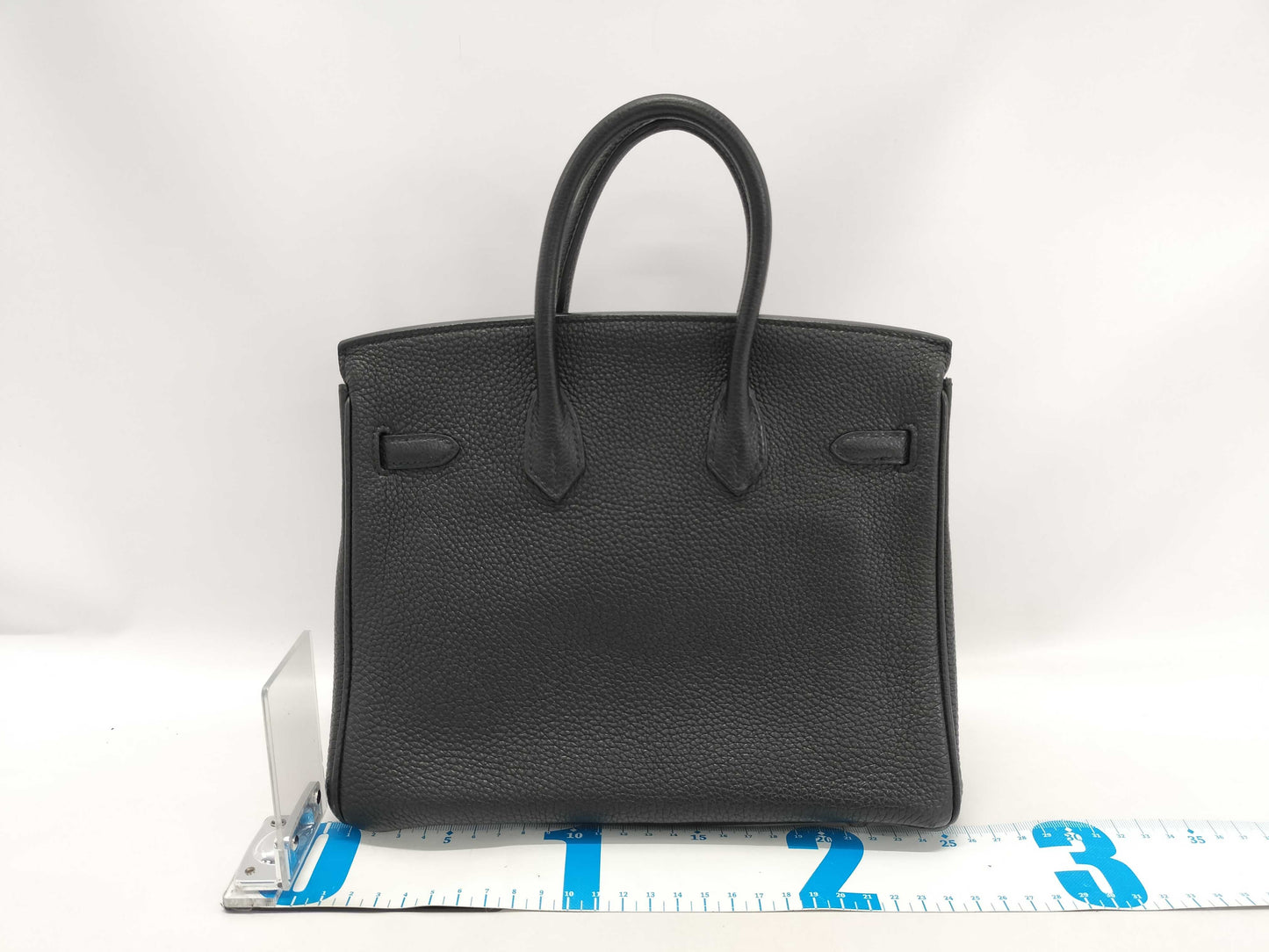 HERMES Birkin 25 Togo Black Stainless Steel Handbag with L Stamp