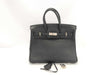 HERMES Birkin 25 Togo Black Stainless Steel Handbag with L Stamp