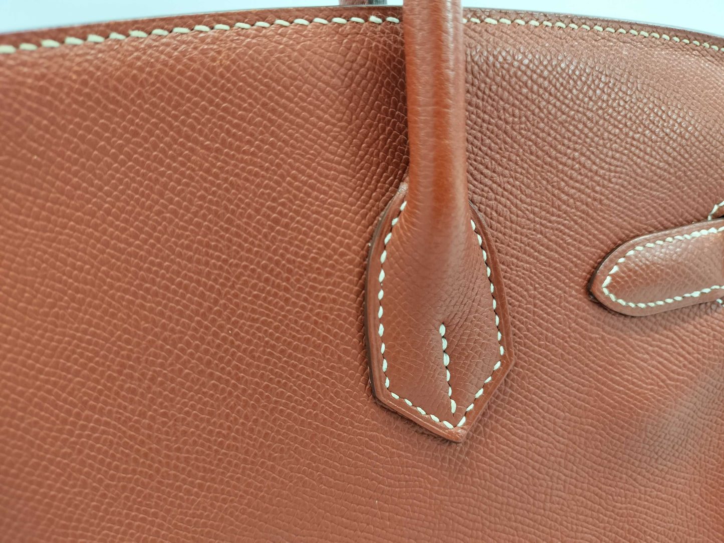 HERMES Birkin 30 Epsom Leather Sanguine Stainless Steel Handbag with N Stamp