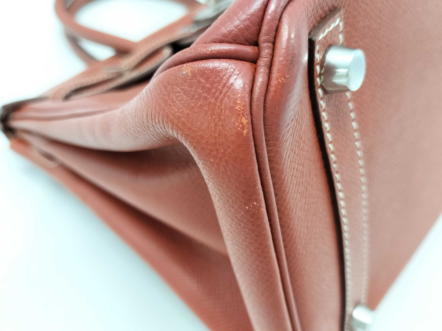 HERMES Birkin 30 Epsom Leather Sanguine Stainless Steel Handbag with N Stamp
