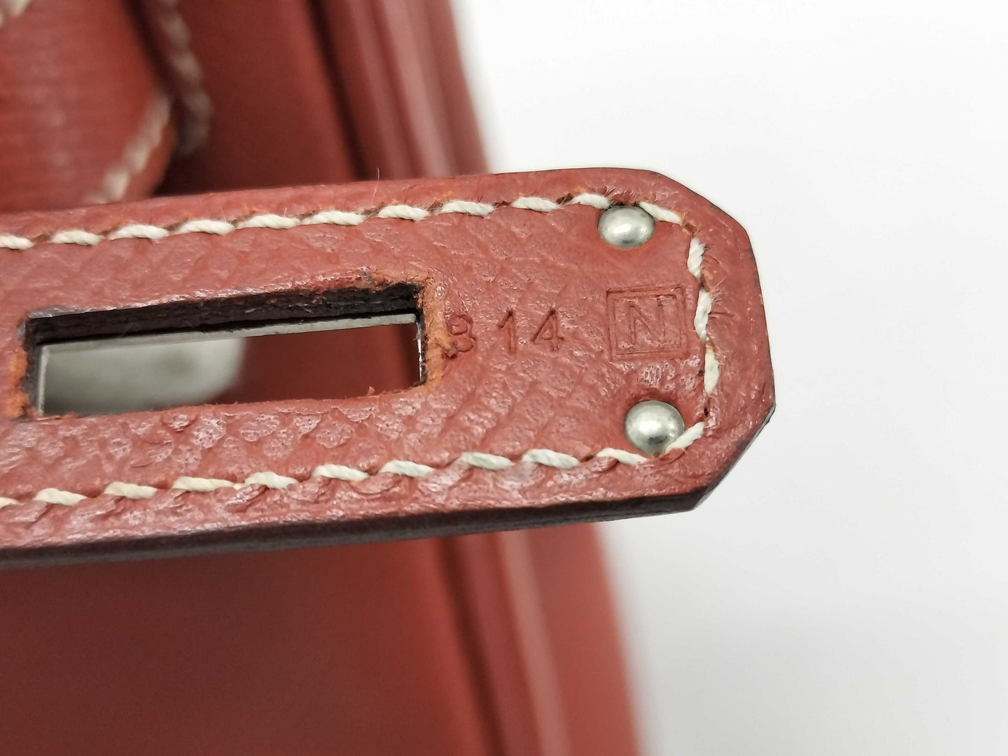 HERMES Birkin 30 Epsom Leather Sanguine Stainless Steel Handbag with N Stamp