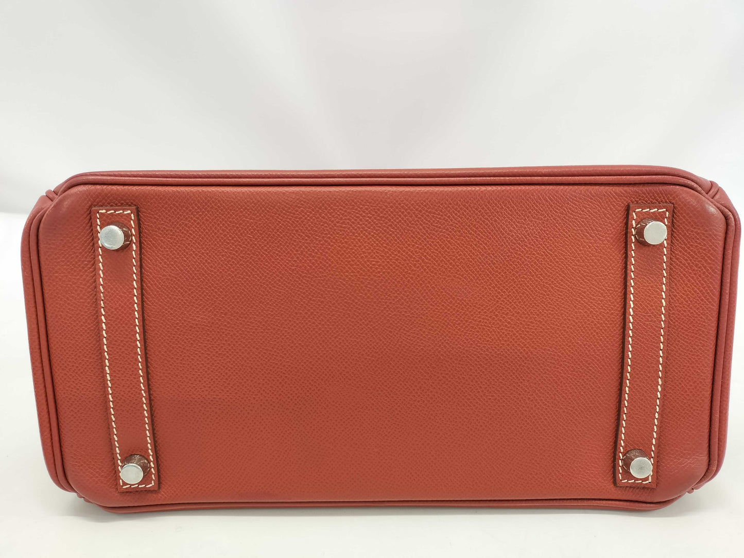 HERMES Birkin 30 Epsom Leather Sanguine Stainless Steel Handbag with N Stamp