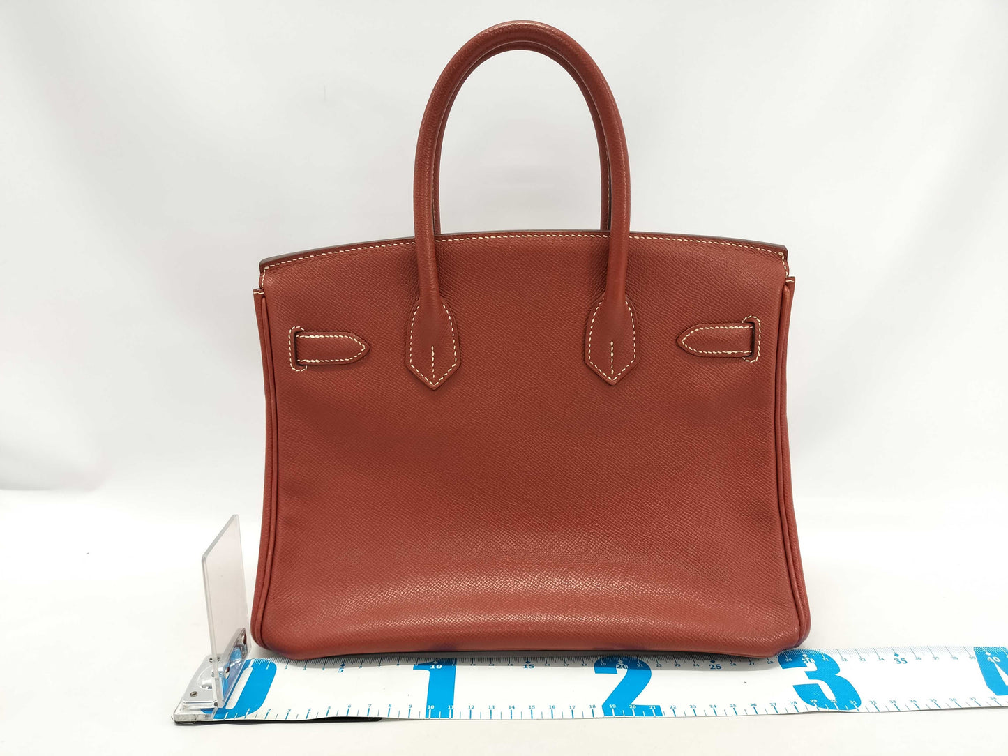 HERMES Birkin 30 Epsom Leather Sanguine Stainless Steel Handbag with N Stamp