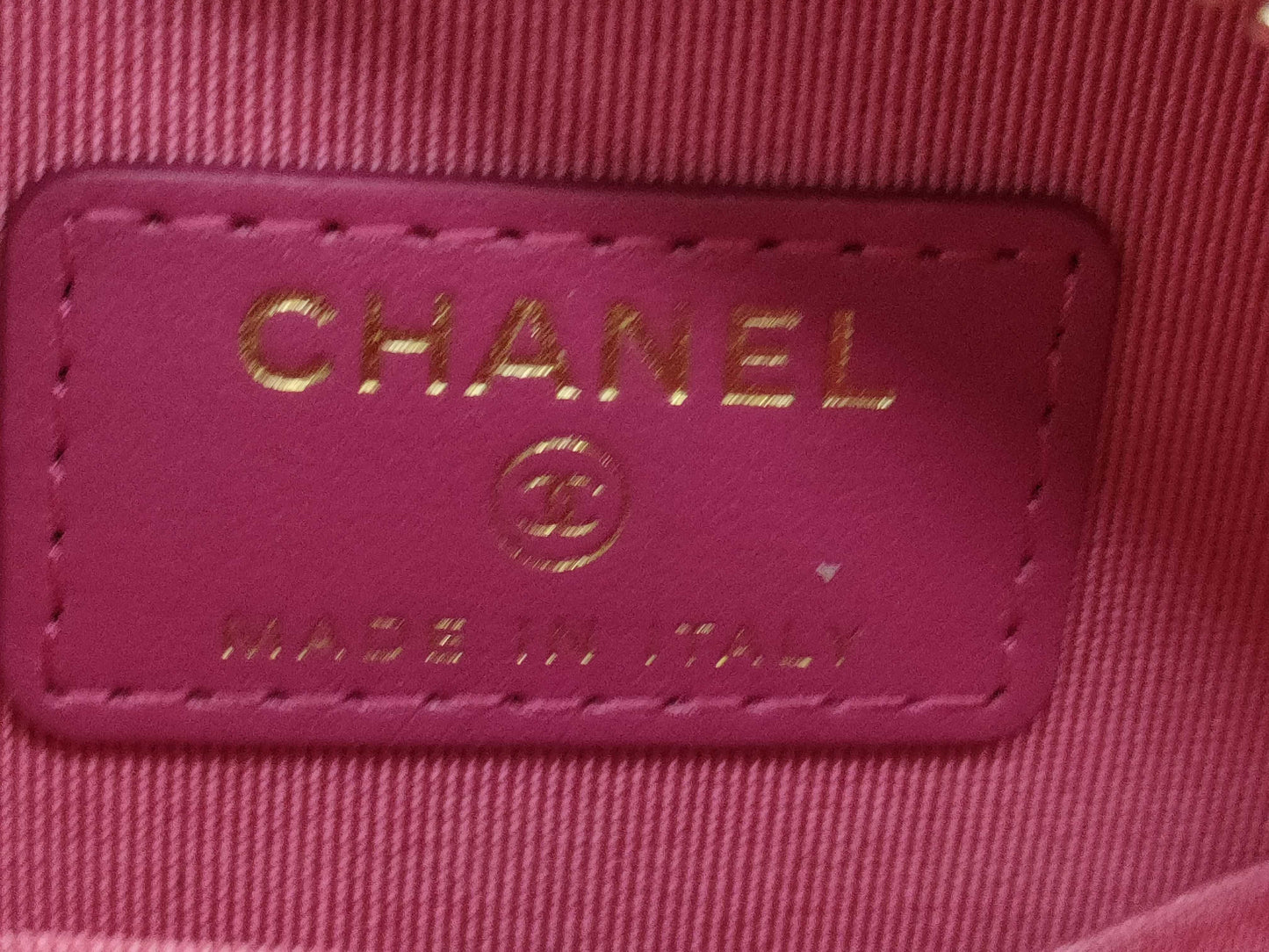 CHANEL Matelasse Round Chain Shoulder Bag Pink Tweed Bag