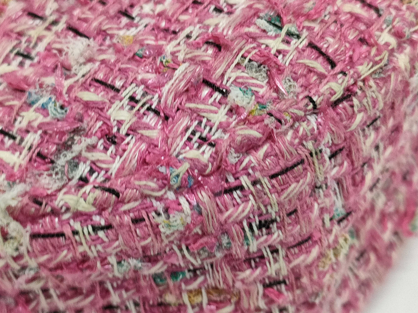 CHANEL Matelasse Round Chain Shoulder Bag Pink Tweed Bag