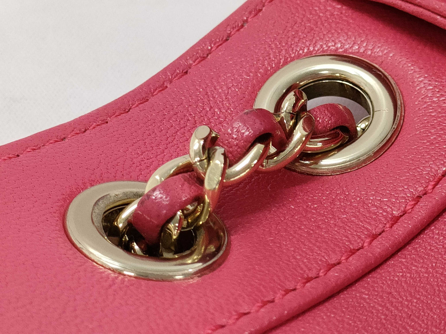 CHANEL Mademoiselle Double Chain Shoulder Bag Pink x Red Bag