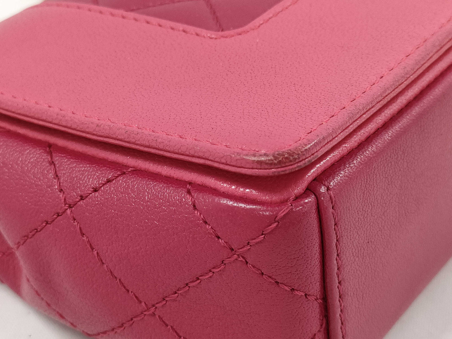 CHANEL Mademoiselle Double Chain Shoulder Bag Pink x Red Bag