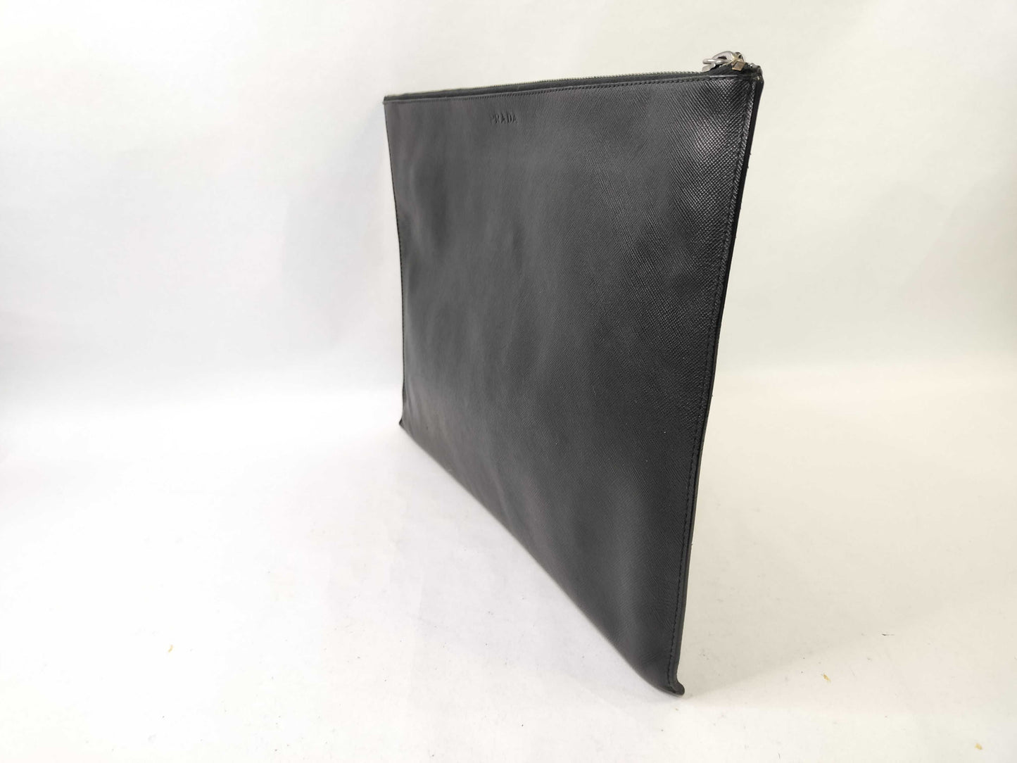 PRADA Saffiano Leather Clutch Bag, Black