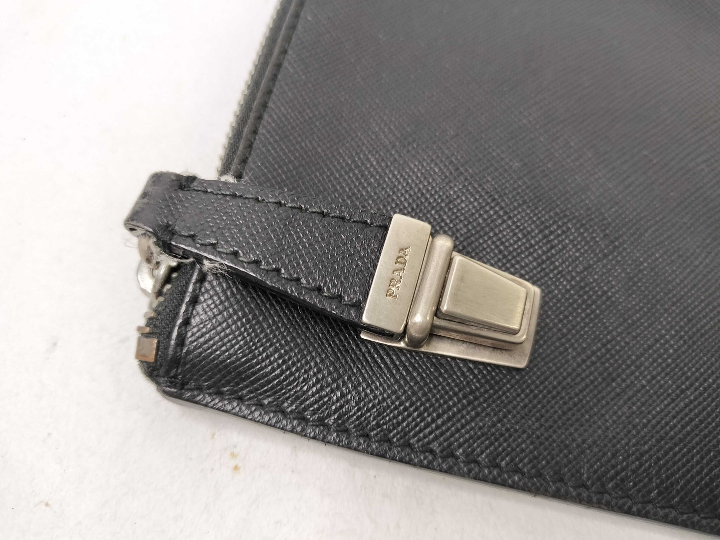 PRADA Saffiano Leather Clutch Bag, Black