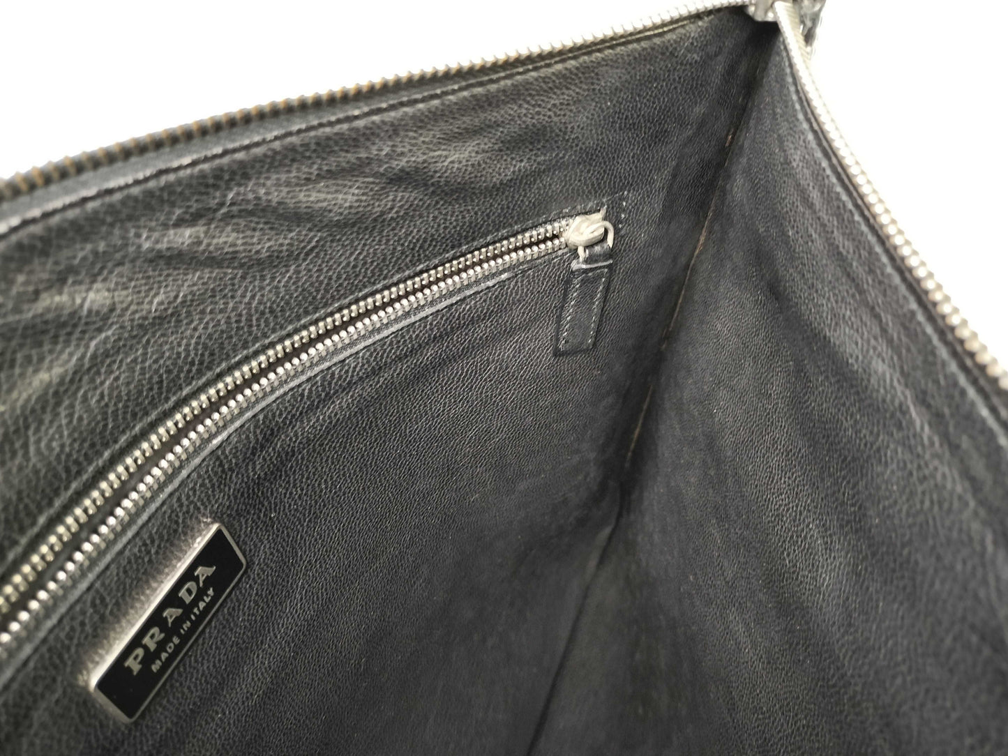 PRADA Saffiano Leather Clutch Bag, Black
