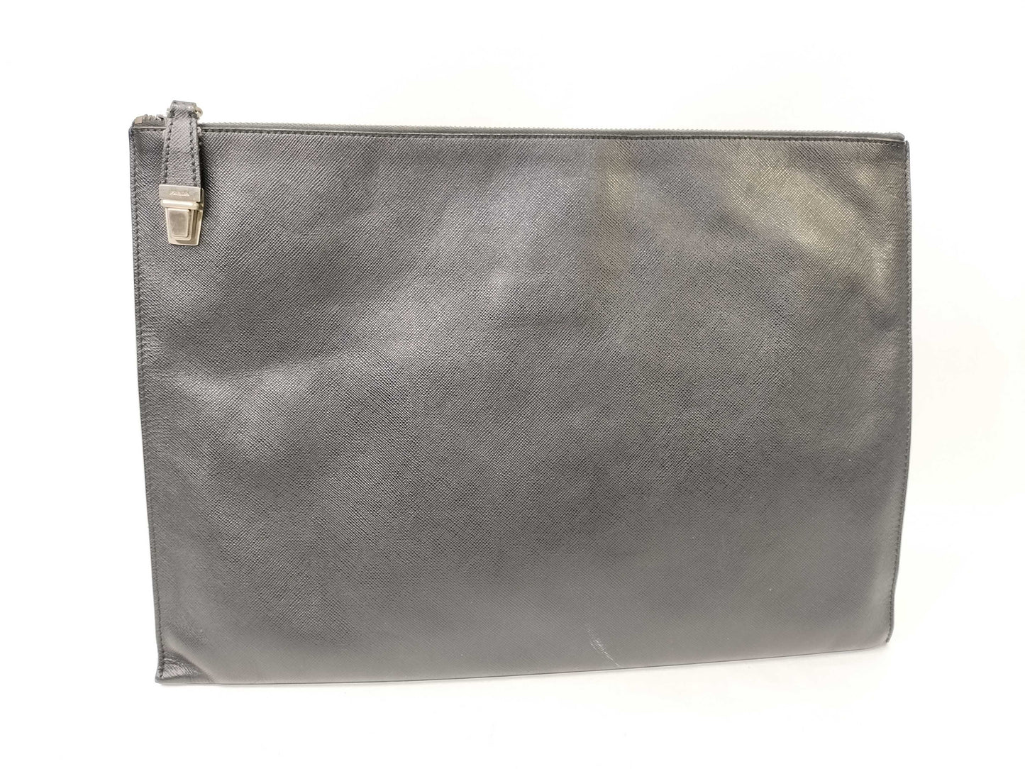 PRADA Saffiano Leather Clutch Bag, Black