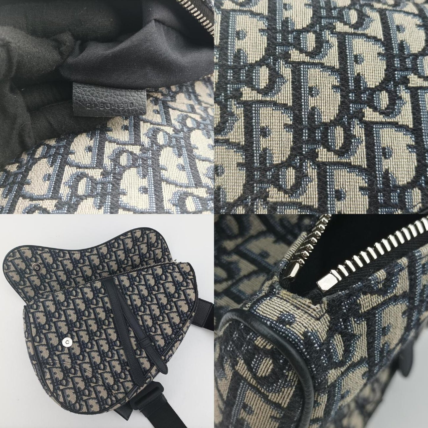 Dior Saddle Bag Gray x Navy Jacquard x Leather 21-BO-1210 Shoulder Bag