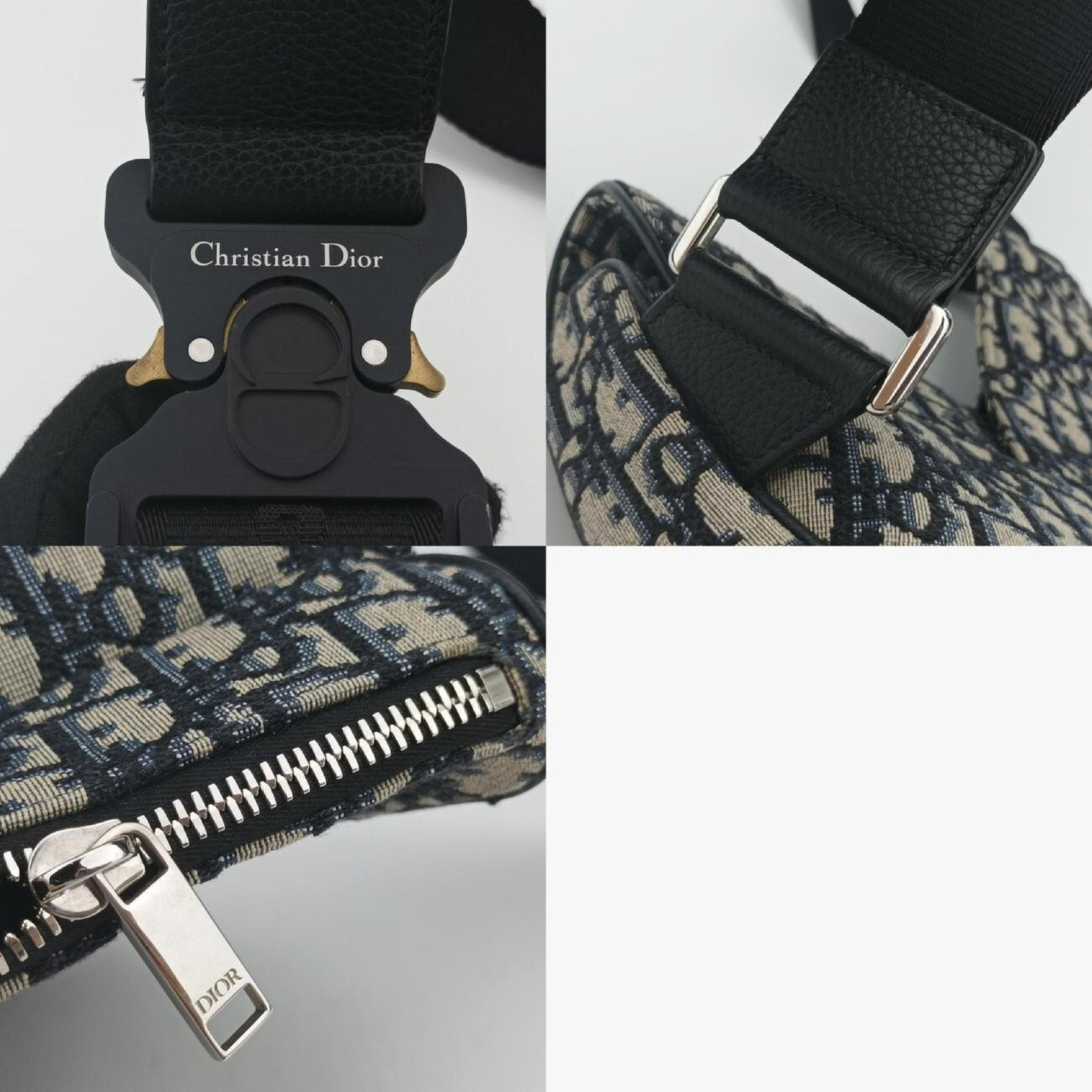Dior Saddle Bag Gray x Navy Jacquard x Leather 21-BO-1210 Shoulder Bag