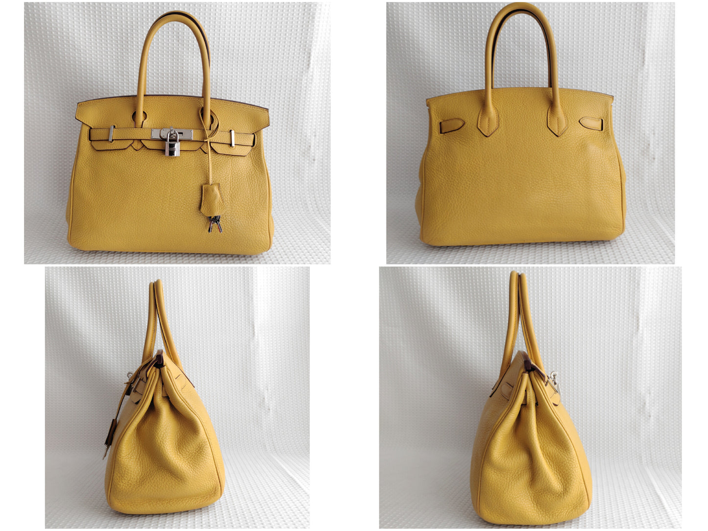 HERMES Birkin 30 Soleil Silver Hardware □M Stamp Hermès Cadena 1 Key 2 Clochette 1 Box 1 Handbag