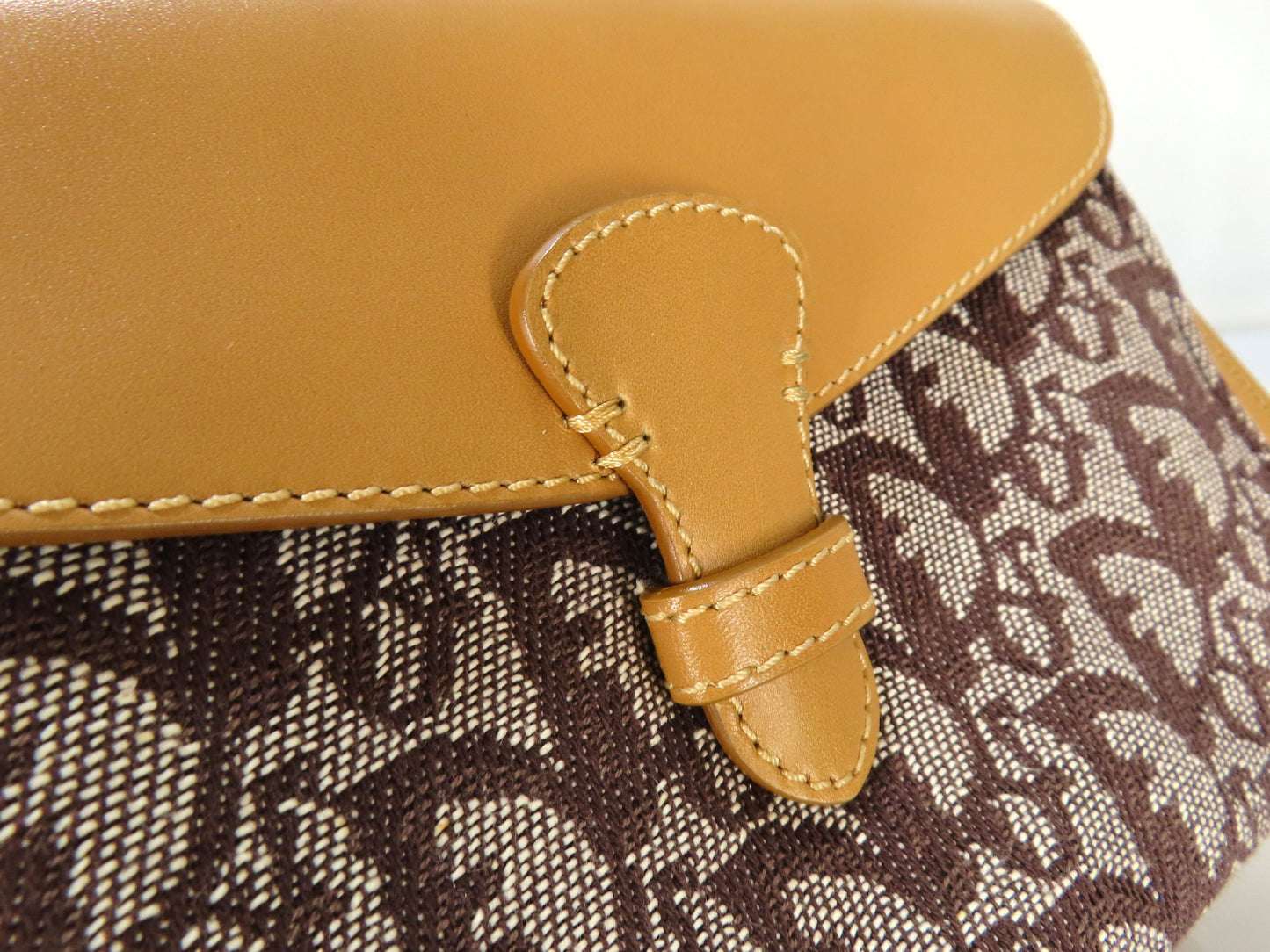 Dior Trotter Trotter Pattern Handbag Brown