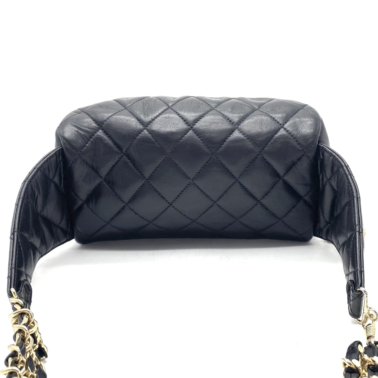 CHANEL Matelasse Camellia Lambskin Triple Chain Body Bag/Waist Bag