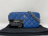 CHANEL Chain Wallet Matelasse Lambskin Blue Chain Shoulder Bag with Seal and Card
