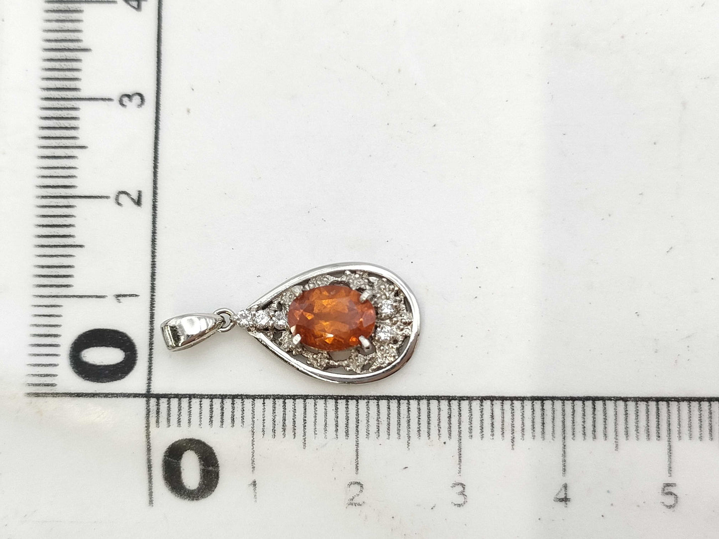 Spessartite Garnet 1.71ct D0.10ct PT900 3.6g Pendant Top