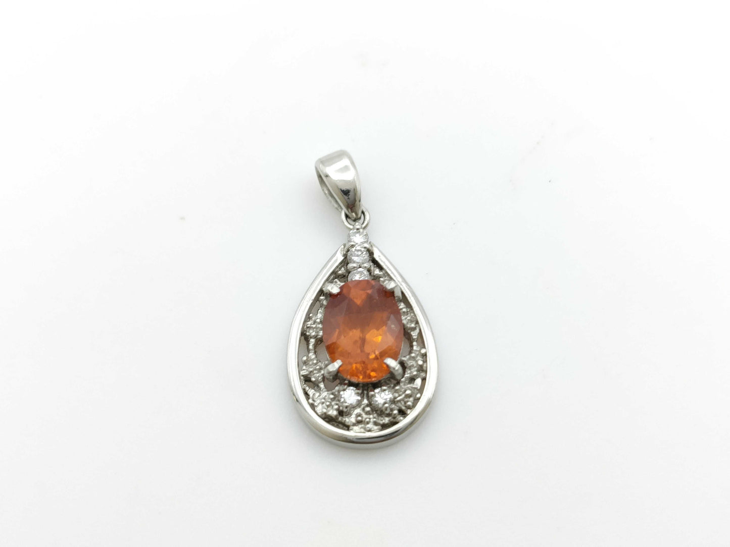 Spessartite Garnet 1.71ct D0.10ct PT900 3.6g Pendant Top