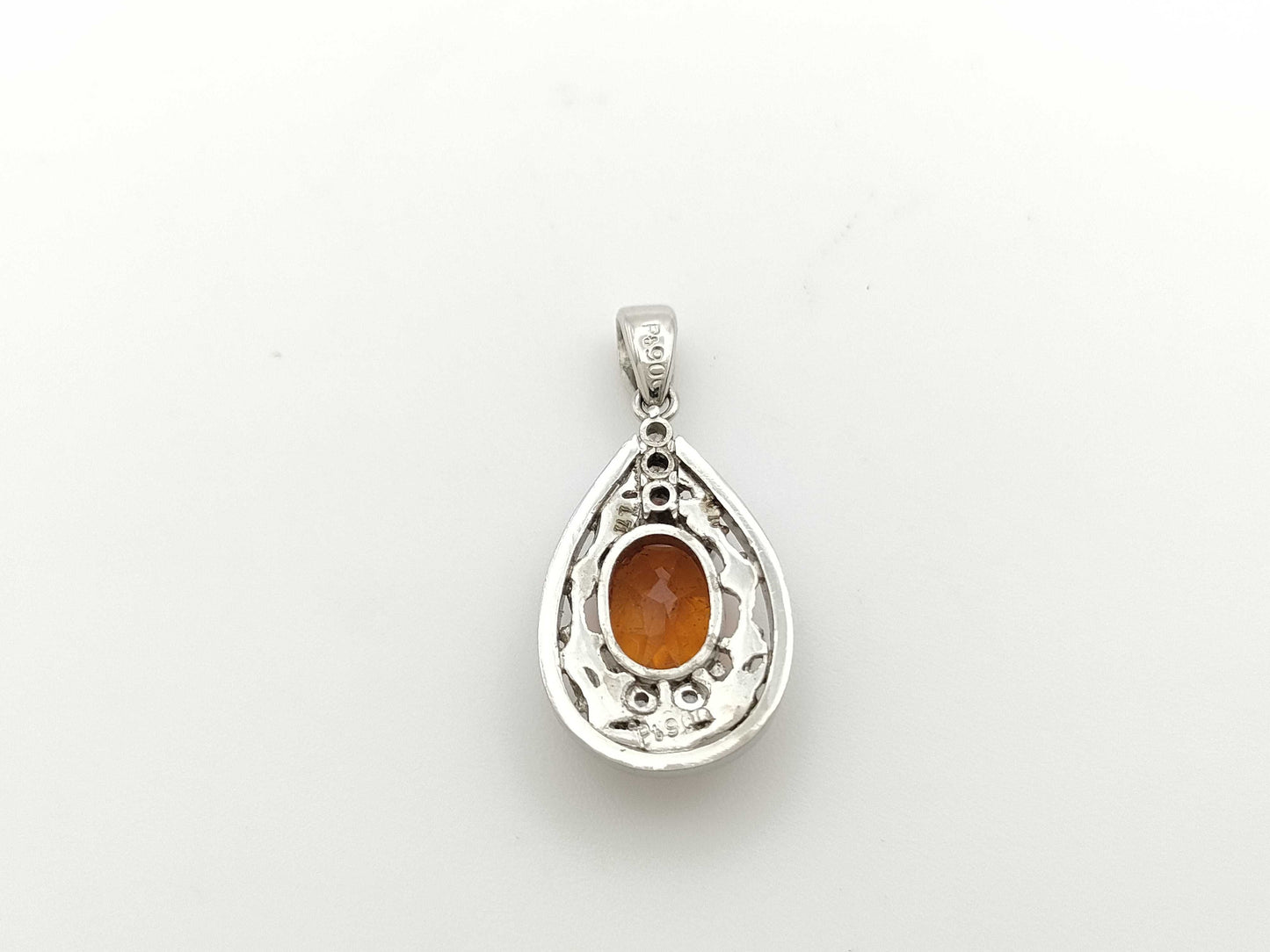 Spessartite Garnet 1.71ct D0.10ct PT900 3.6g Pendant Top