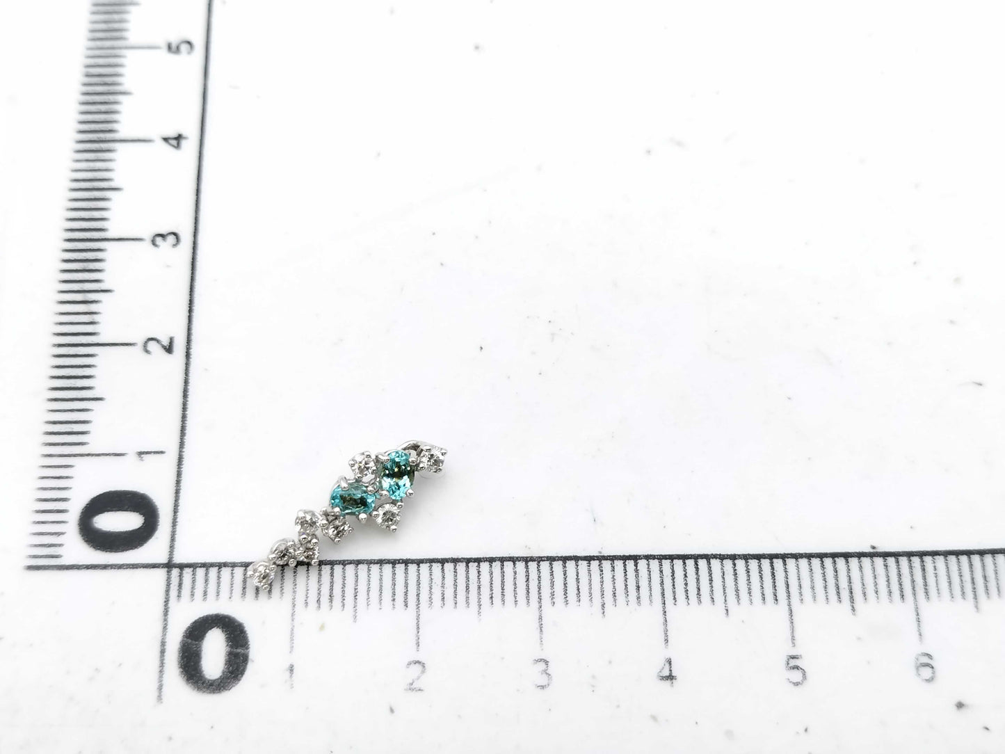 Paraiba tourmaline 0.23ct D0.21ct K18WG 1.0g pendant top