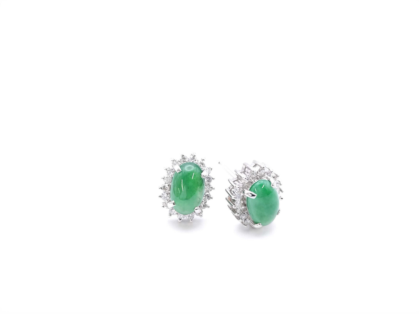Jadeite 2.95ct D0.26ct Pt900 5.3g Earrings