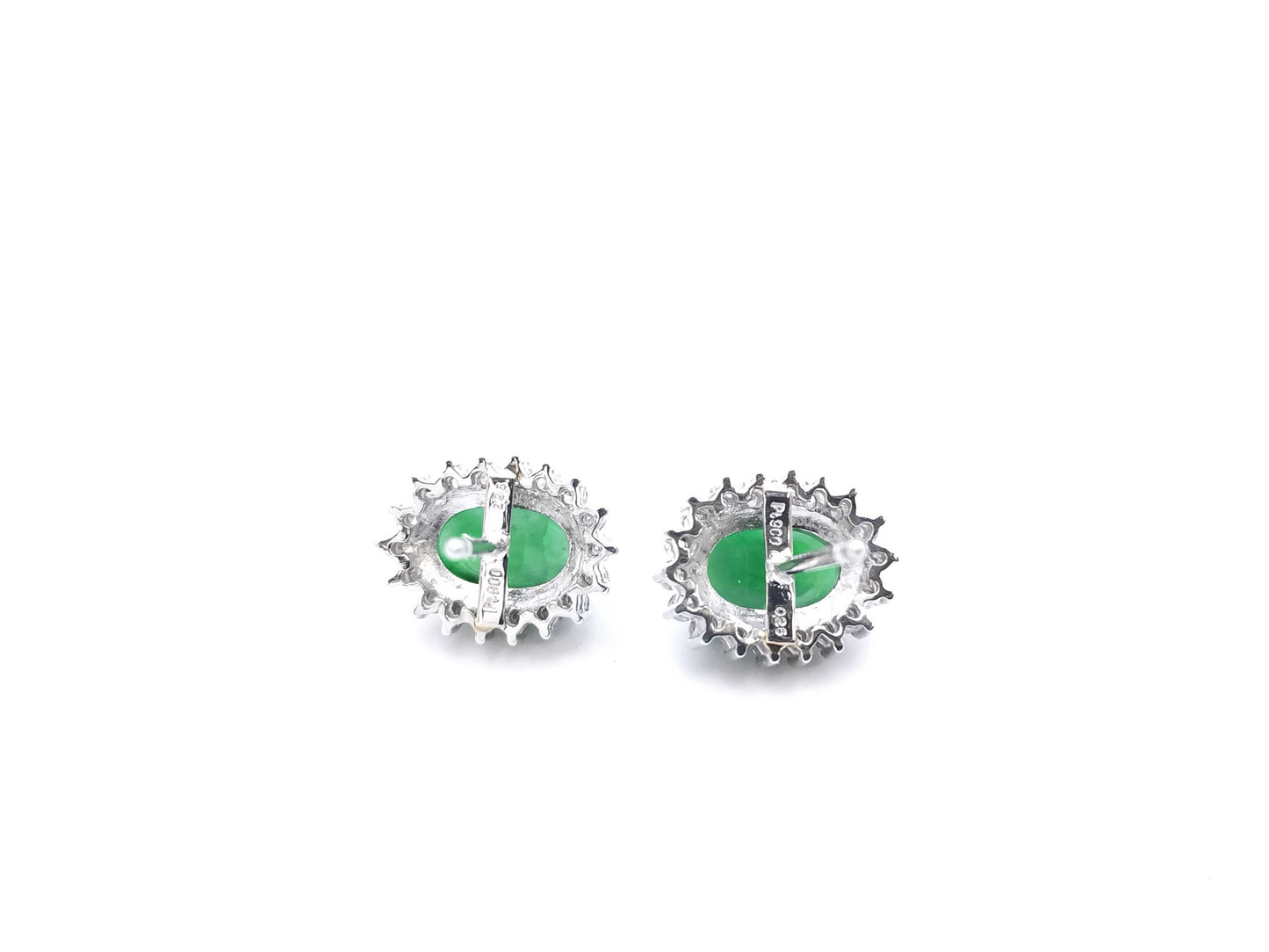 Jadeite 2.95ct D0.26ct Pt900 5.3g Earrings