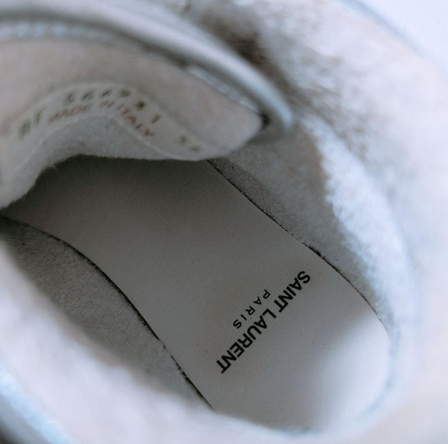 Yves Saint Laurent Silver High-Top Sneakers with Logo on Belt