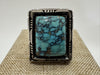 NAVAJO Fred Peters Extra Large High-Grade Natural Kingman Turquoise Ring in Sterling Silver, 20.0g