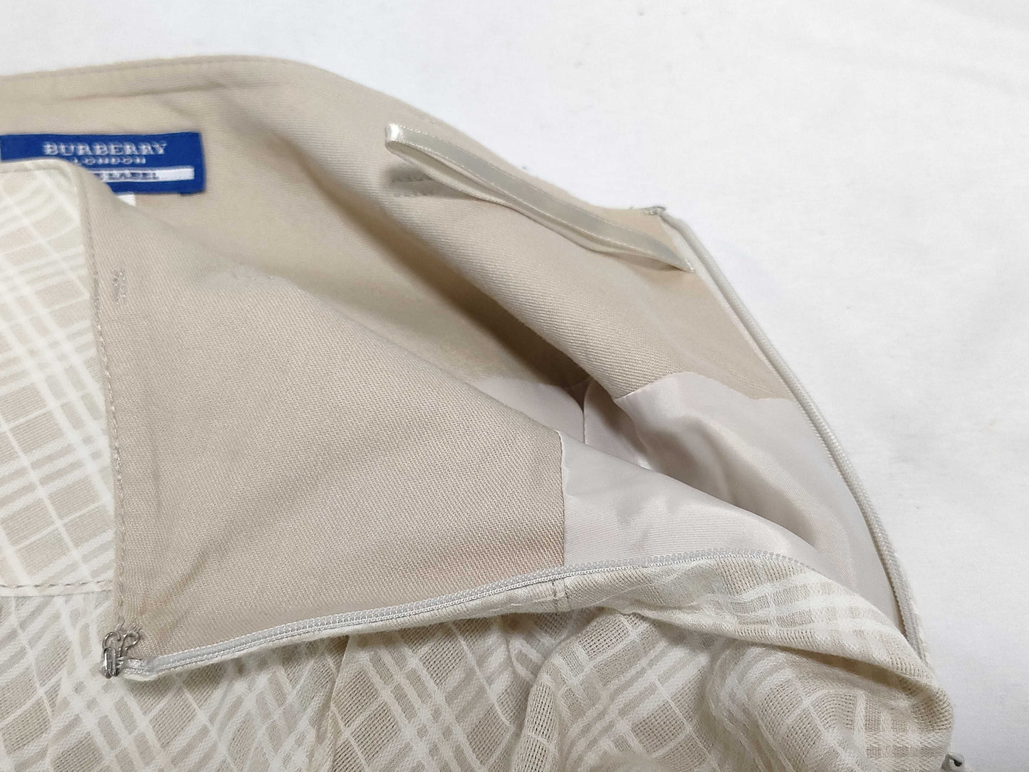 BURBERRY Blue Label London Skirt, Horse Logo Check, Cotton, Beige, FX523-418-40 #38