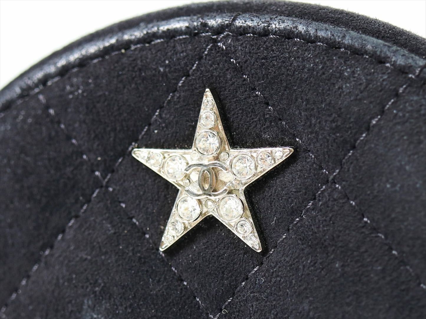 CHANEL Matelasse Chain Shoulder Bag, Rhinestone Suede, Round Star, Silver Hardware, Logo Shoulder Bag