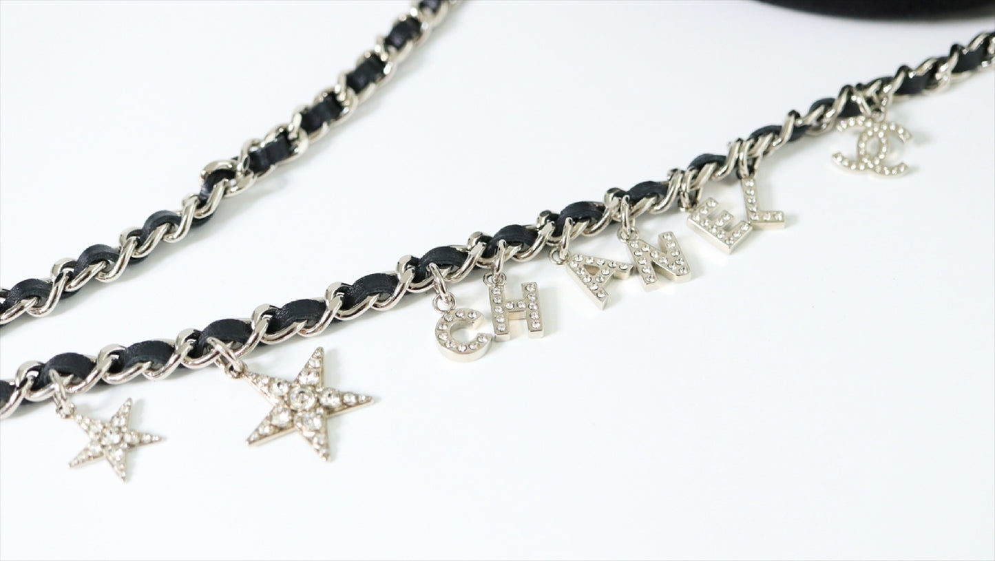 CHANEL Matelasse Chain Shoulder Bag, Rhinestone Suede, Round Star, Silver Hardware, Logo Shoulder Bag