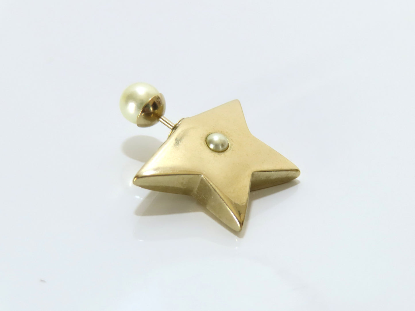 Dior Faux Pearl Star Earrings, Gold, Dust Bag