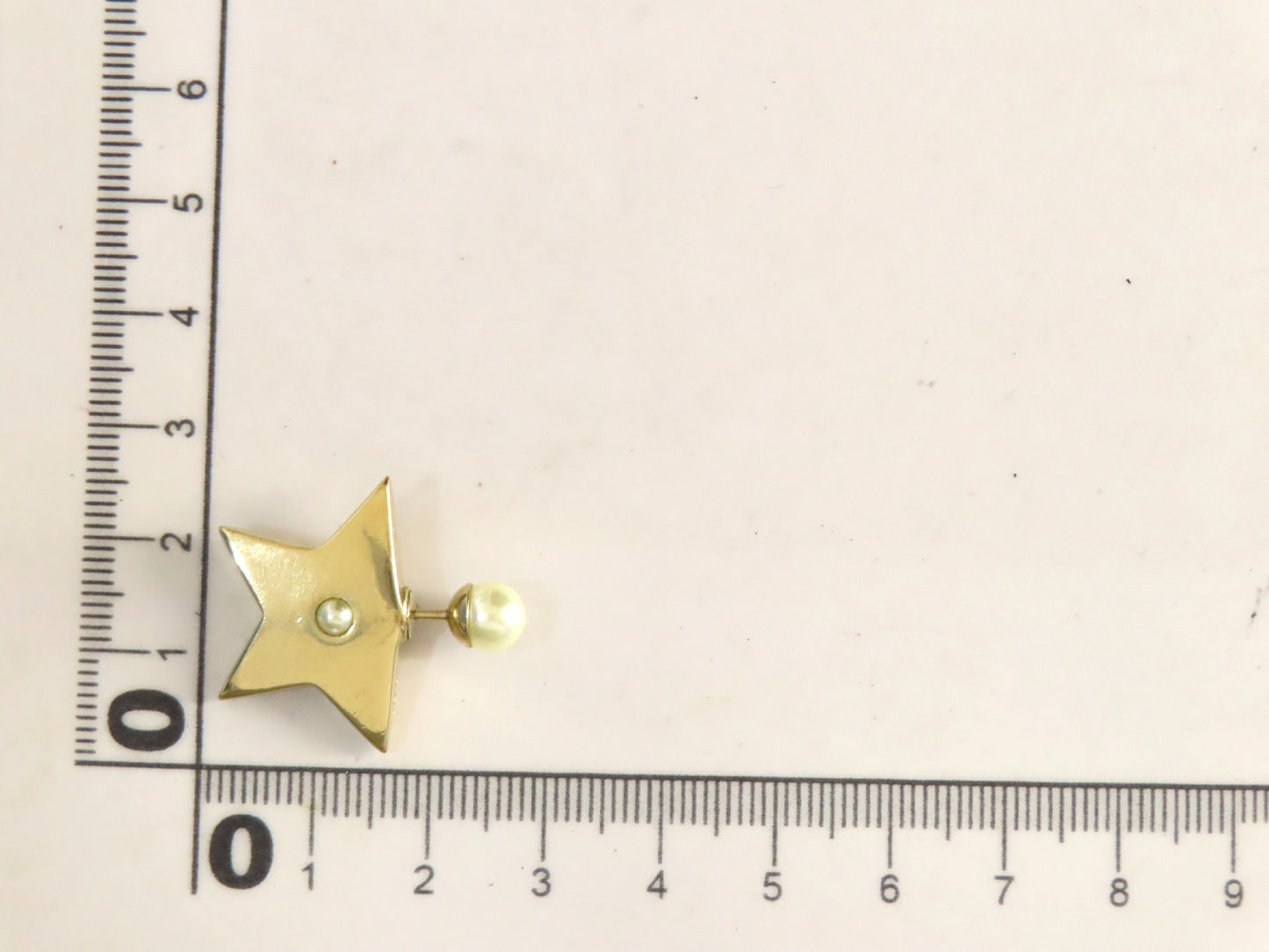 Dior Faux Pearl Star Earrings, Gold, Dust Bag
